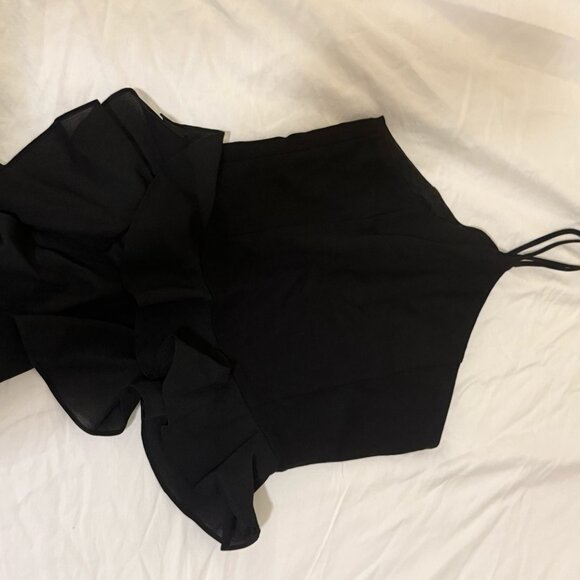 Sunday in Brooklyn Asymmetrical Halter Ruffle Top - Picture 3 of 3